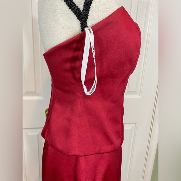 Y2K David’s bridal 2piece red satin strapless corset sz2 Matching maxi skirt sz4 - Picture 4 of 15